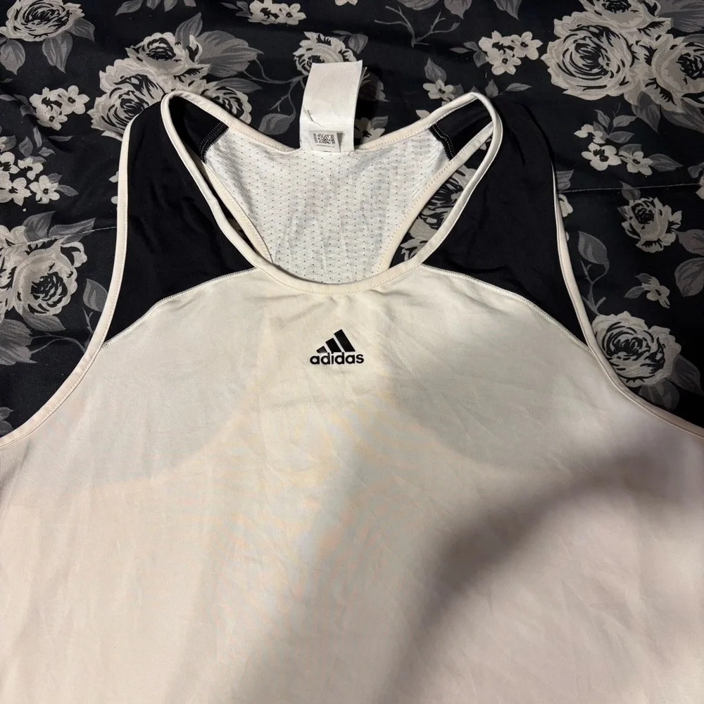 Adidas Women’s White and Black Razorback Tank Top SZ L - Picture 2 of 5